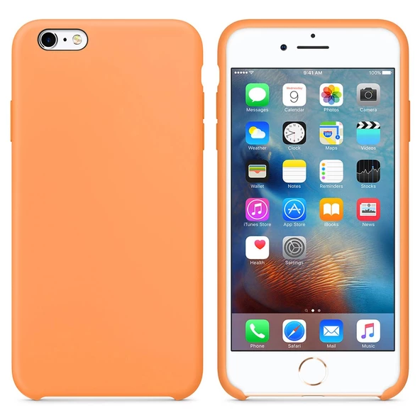 Apple iPhone 6 Altı Açık Liquit Lansman Silikon Kehribar Turuncusu