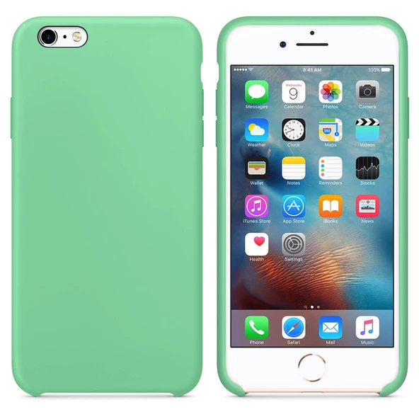 Apple iPhone 6S Plus Altı Açık Liquit Lansman Silikon Mint Yeşil