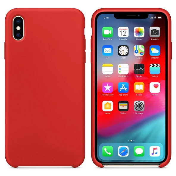 Apple iPhone XS Altı Açık Liquit Lansman Silikon Bayrak Kırmızısı