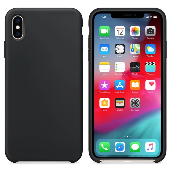Apple iPhone X Altı Açık Liquit Lansman Silikon Gece Siyahı