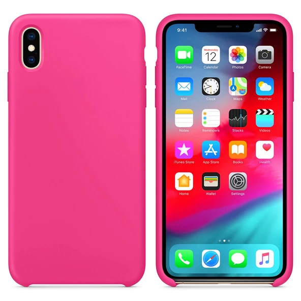 Apple iPhone XS Altı Açık Liquit Lansman Silikon Şeker Pembesi
