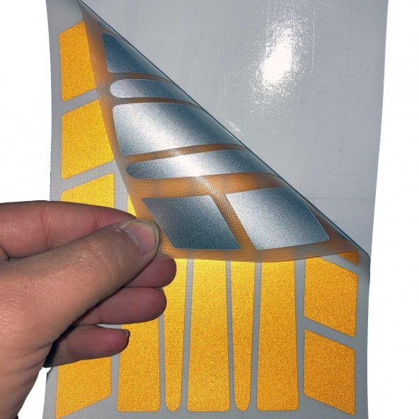 Şerit Tasarımlı Reflektif Sarı Motosiklet Kask Sticker Çınar Extreme - 6