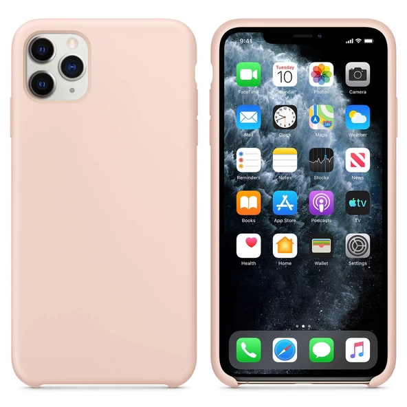 Apple iPhone 11 Pro Altı Açık Liquit Lansman Silikon Toz Pembe