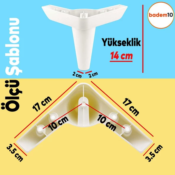 Aspen Lüks Mobilya Kanepe Koltuk Tv Ünitesi Baza Yükseltici Ayağı Ayakları 14 Cm Beyaz Ayak - Resim 2