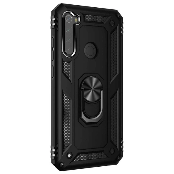 Xiaomi Redmi Note 8 Yüzüklü Tank Kılıf Siyah