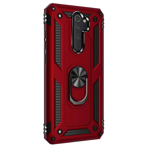 Xiaomi Redmi Note 8 Pro Yüzüklü Tank Kılıf Bordo
