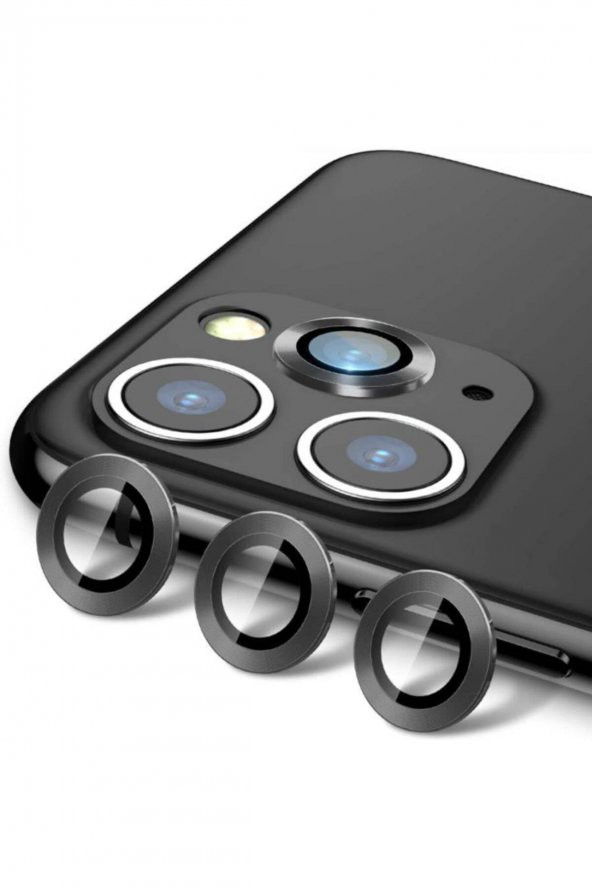 Apple iPhone 11 Pro Max Metal Çerçeveli Kamera Koruma Lensi