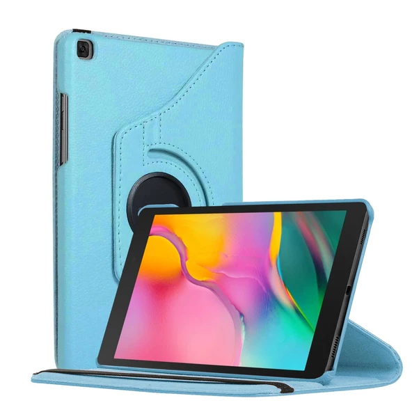 Samsung Galaxy Tab A7 T500 Deri Kapaklı 360 Kılıf Açık Mavi ürün görseli