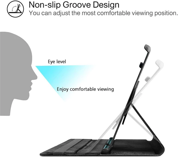 Samsung Galaxy Tab A 10.1'' T510 Deri Kapaklı 360 Kılıf Siyah - Resim 3