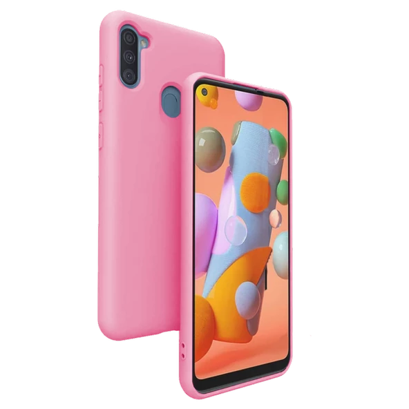 Samsung Galaxy M11 İnce Mat Silikon Kılıf Pembe