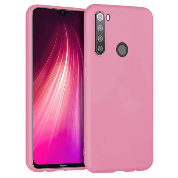 Xiaomi Redmi Note 8 İnce Mat Silikon Kılıf Pembe