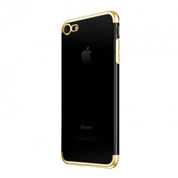 Apple iPhone 8 Parlak Lazer Silikon Kılıf Gold