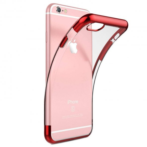Apple iPhone 6S Parlak Lazer Silikon Kılıf Kırmızı