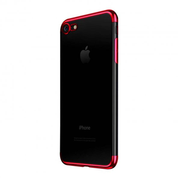 Apple iPhone 8 Parlak Lazer Silikon Kılıf Kırmızı