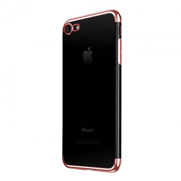 Apple iPhone 8 Parlak Lazer Silikon Kılıf Rose