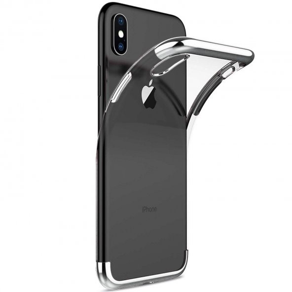 Apple iPhone X Parlak Lazer Silikon Kılıf Gümüş