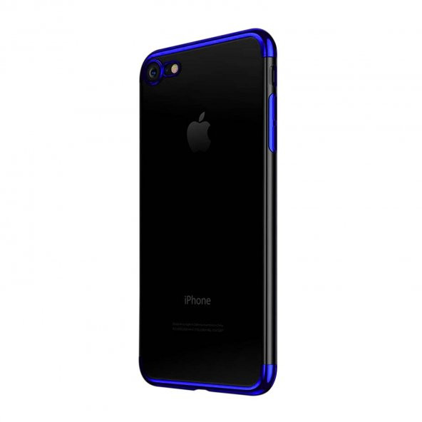 Apple iPhone SE 2020 Parlak Lazer Silikon Kılıf Mavi