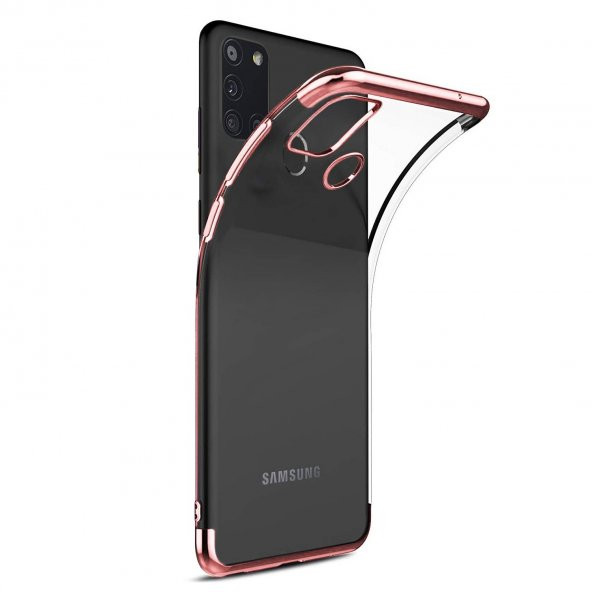 Samsung Galaxy A21S Parlak Lazer Silikon Kılıf Rose