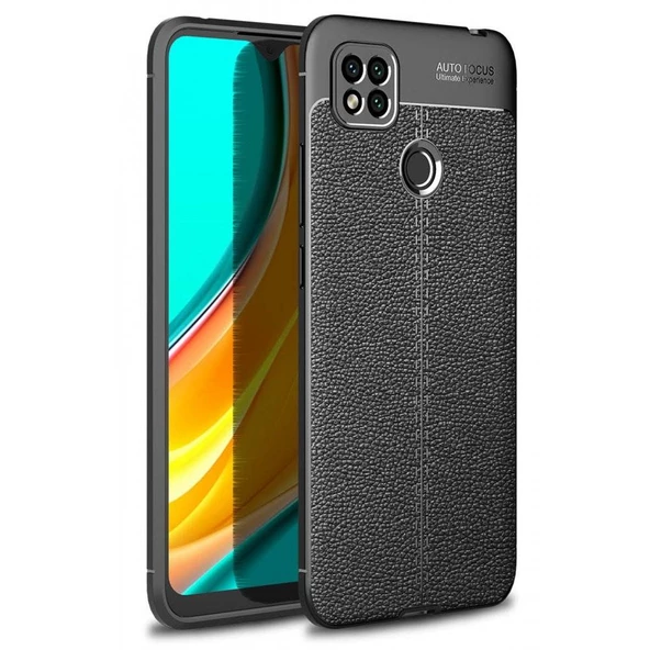 Xiaomi Redmi 9C Deri Görünümlü Silikon Siyah