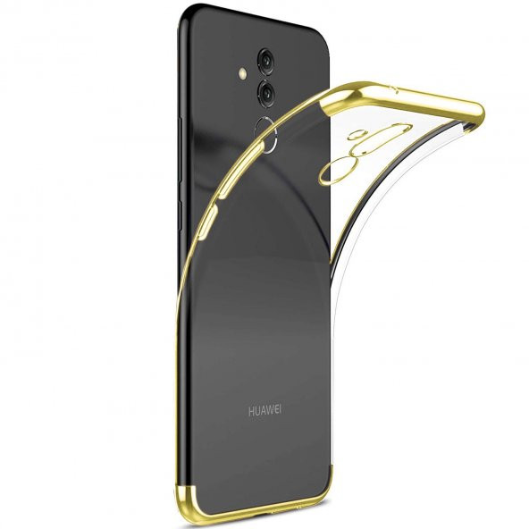 Huawei Mate 20 Lite Parlak Lazer Silikon Kılıf Gold