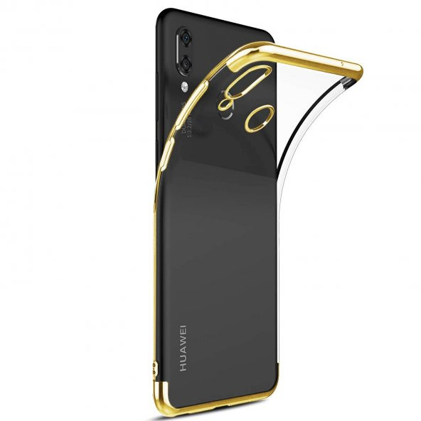 Huawei P20 Lite Parlak Lazer Silikon Kılıf Gold