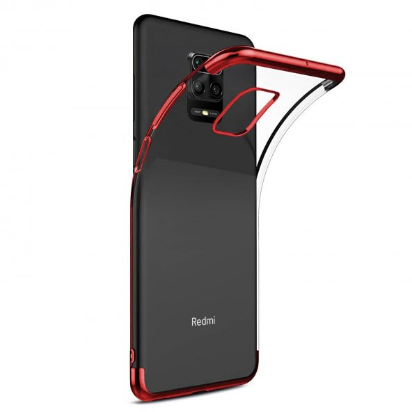 Xiaomi Redmi Note 9S Parlak Lazer Silikon Kılıf Kırmızı