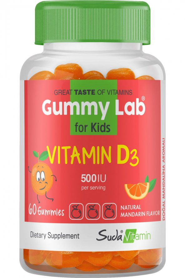 Suda Vitamin Gummy Lab Vitamin D3 For Kids Mandalina 60 Gummies