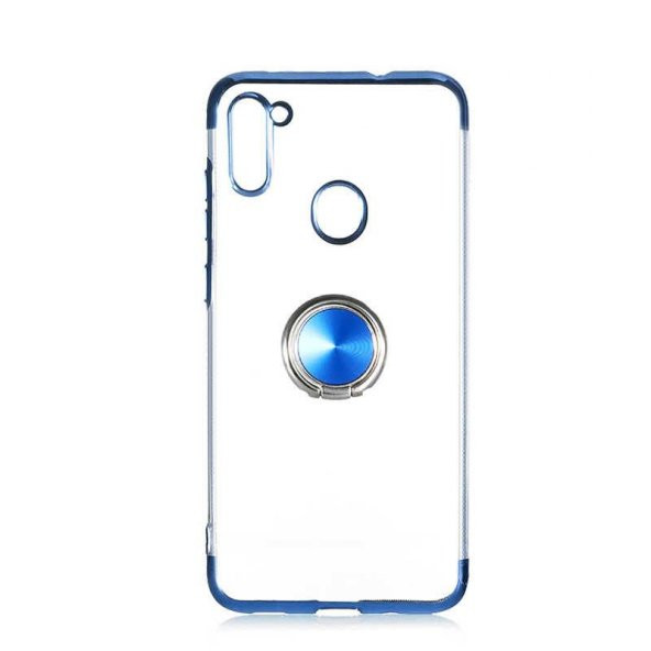 Samsung Galaxy A11 Platin Yüzüklü Silikon Kılıf Mavi