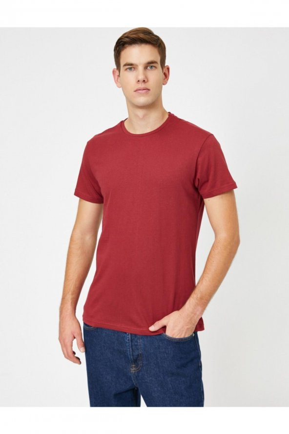 Erkek Yeşil Bisiklet Yaka T-Shirt 0YAM12136LK - 5