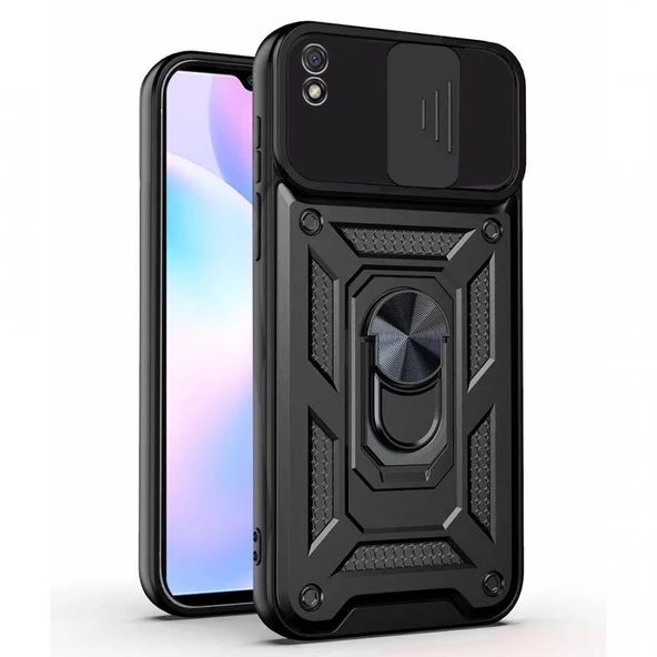 Kızaklı Tank Kılıf Xiaomi Redmi 9A Siyah