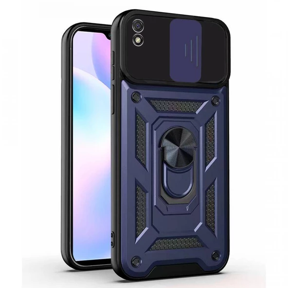 Kızaklı Tank Kılıf Xiaomi Redmi 9A Lacivert