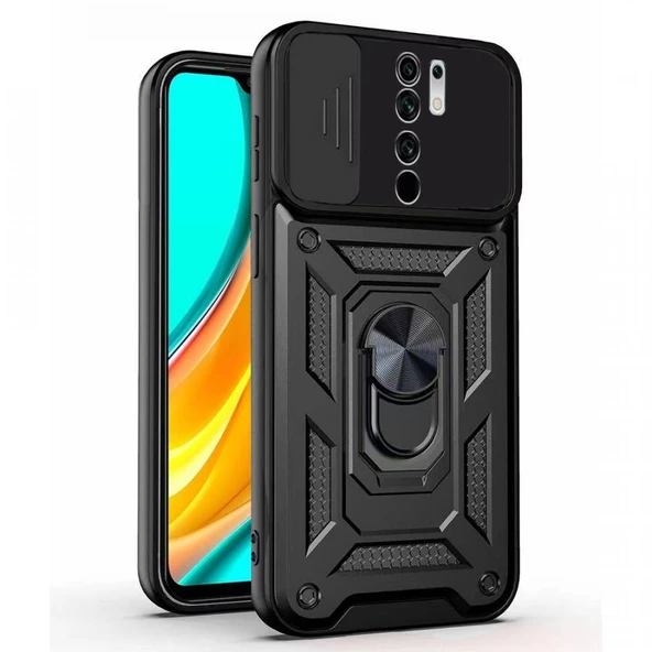 Kızaklı Tank Kılıf Xiaomi Redmi 9 Siyah