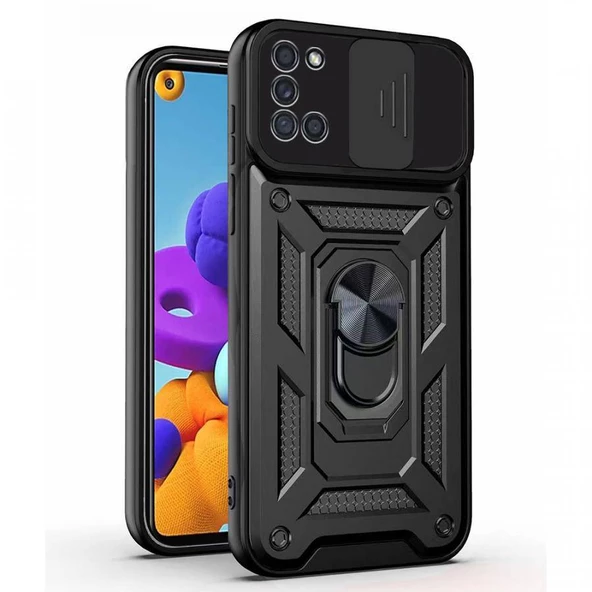 Kızaklı Tank Kılıf Samsung Galaxy A21S Siyah