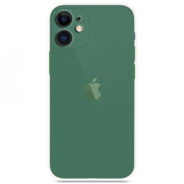 Apple iPhone 12 6.1'' Transparent Slim Case Yeşil
