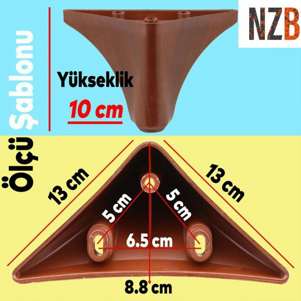 Lüks Mobilya Kanepe Sehpa TV Ünitesi Koltuk Ayağı 10 cm Kahverengi Ahşap Desenli Baza Ayak - Resim 5