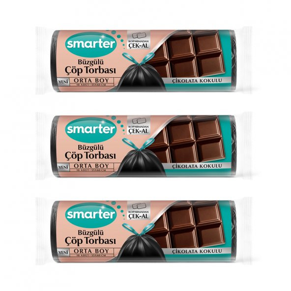 SMARTER 3 ADET BÜZGÜLÜ ÇÖP TORBASI ÇİKOLATA K.ORTA  ( ÇÖP POŞETİ