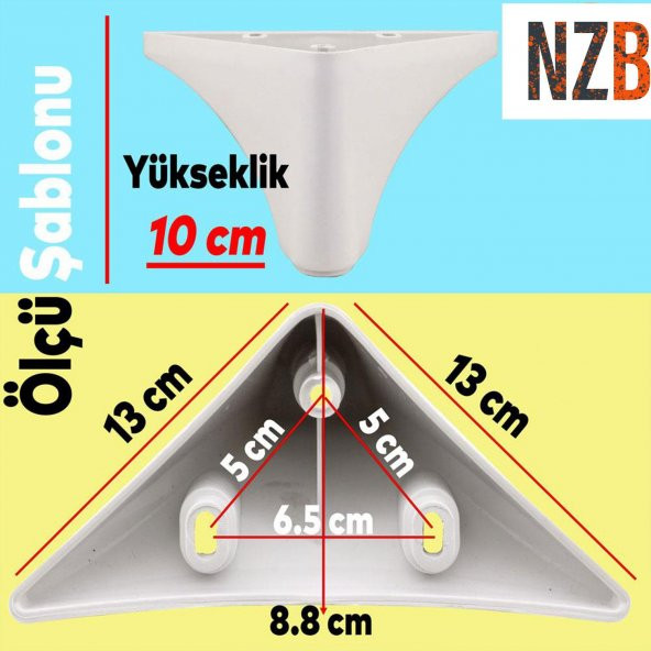 Lüks Mobilya Kanepe Sehpa TV Ünitesi Koltuk Ayağı 10 cm Beyaz Baza Ayak - Resim 2