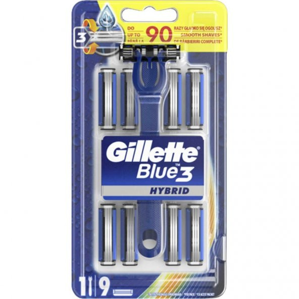 Gillette Blue3 Hybrid 9 Yedekli Tıraş Makinesi Tıraş Bıçağı