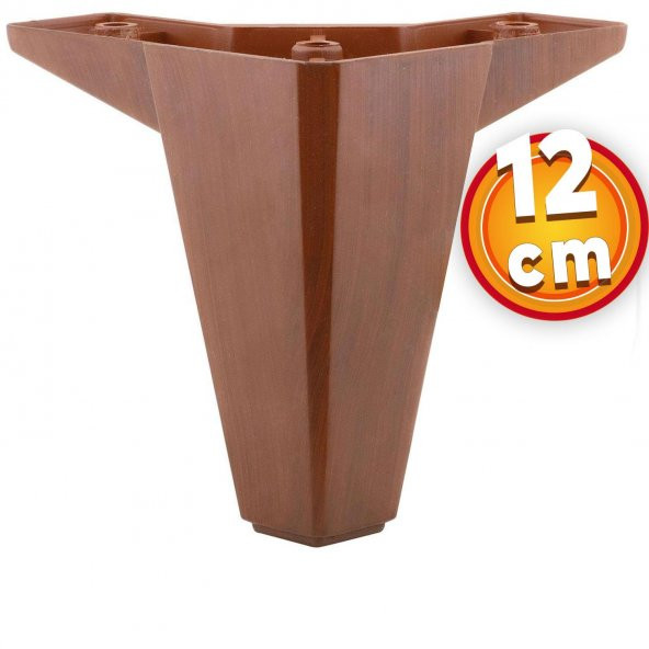 Lüks Mobilya Kanepe Sehpa TV Ünitesi Koltuk Ayağı 12 cm Ahşap Desenli Kahverengi Baza Ayak ürün görseli