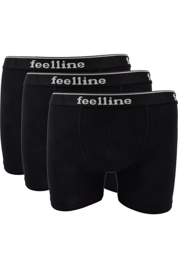 FEELLİNE PAMUK LİKRA SLİM FİT GRİ 3LÜ BOXER SET - 3