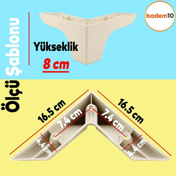 Altay Lüks Mobilya Kanepe Sehpa Tv Ünitesi Koltuk Ayağı 8 Cm Krem Baza Ayakları - 3