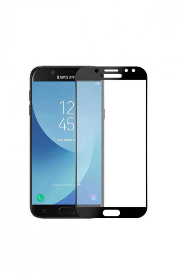 Samsung Galaxy J7 Pro 6D Tam Kaplayan Full Cam Ekran Koruyucu Siyah