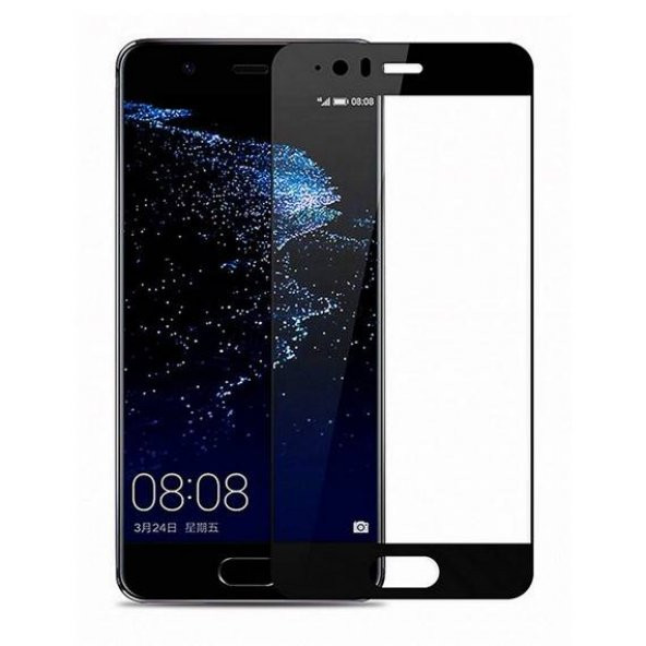 Huawei P20 Lite 6D Tam Kaplayan Full Cam Ekran Koruyucu Siyah