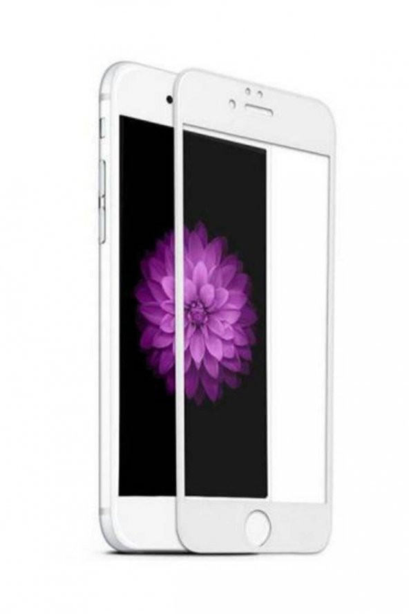 Apple iPhone 6S Plus 6D Tam Kaplayan Full Cam Ekran Koruyucu Beyaz Beyaz