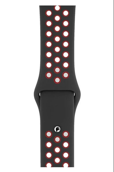 Apple Watch Series 4 44 MM Fileli Kordon Siyah-Kırmızı