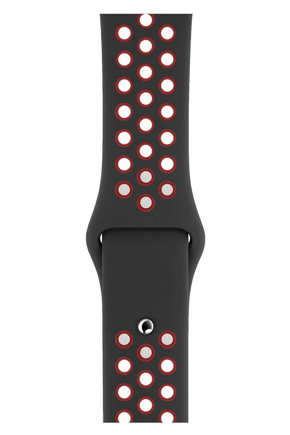 Apple Watch Series 7 45 MM Fileli Kordon Siyah-Kırmızı