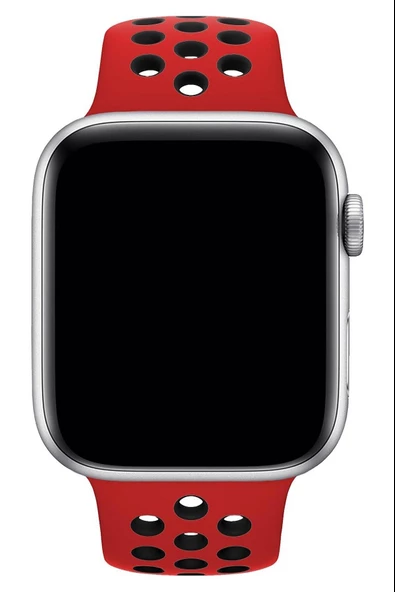 Apple Watch Series SE 44 MM Fileli Kordon Kırmızı-Siyah - 3