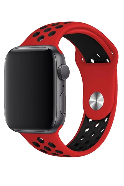 Apple Watch Series SE 44 MM Fileli Kordon Kırmızı-Siyah - 2