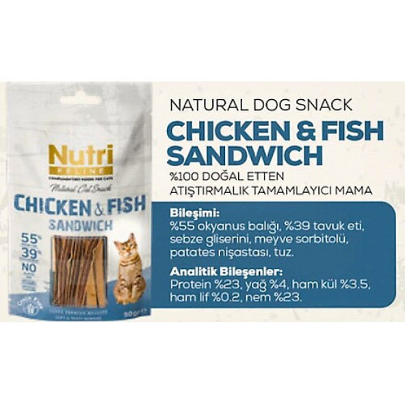 Chicken Fish Sandwich Tavuk Balık Kedi Ödül 50 Gr