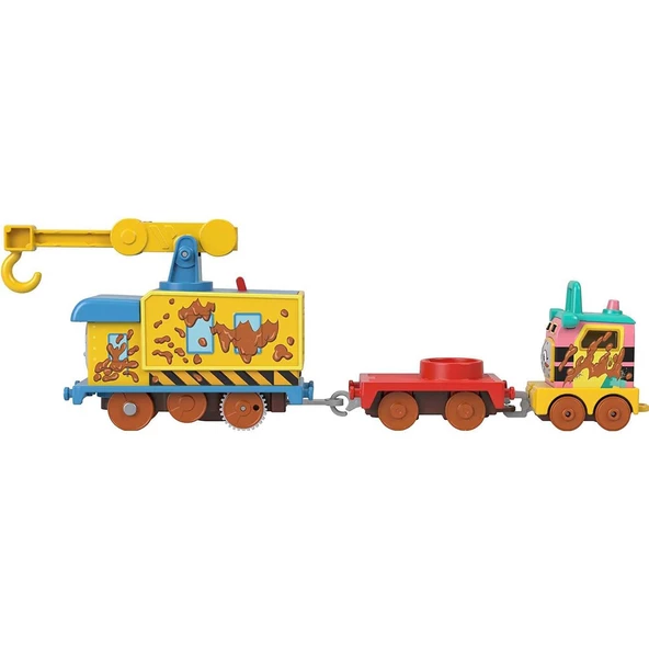 Orjinal Thomas ve Arkadaşları Pilli Motorlu Büyük Trenler VİNÇ GRUE Fisher Price Thomas Pilli Motorlu Tren - Resim 5